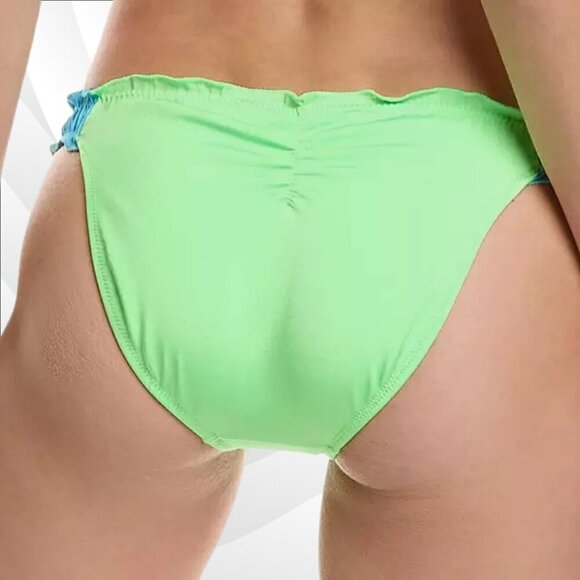 2/$50 Peixoto Amore Ruffle Bikini Bottom Neon Green & Blue Size XS - Picture 2 of 8